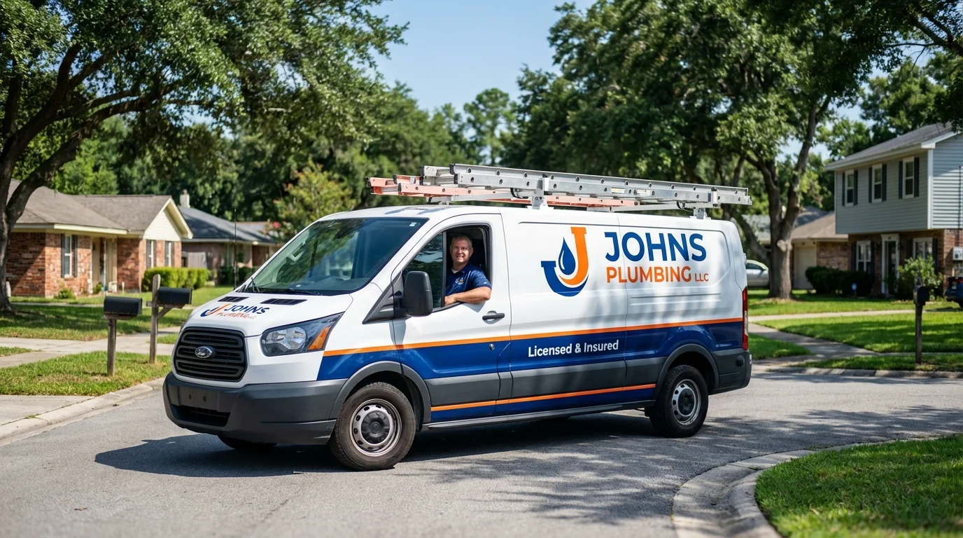 Johns Plumbing LLC service van in Jasper, TN
