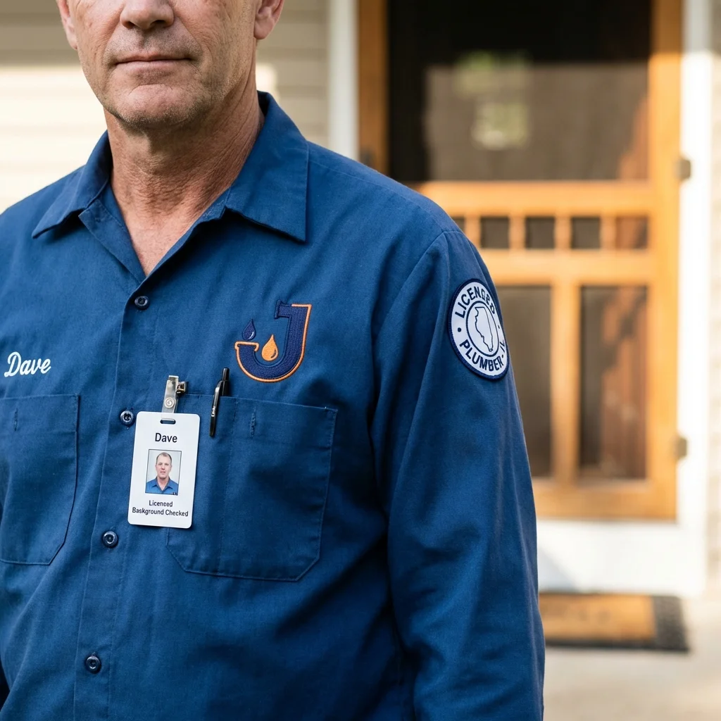 Licensed plumber showing ID badge in Jasper, TN